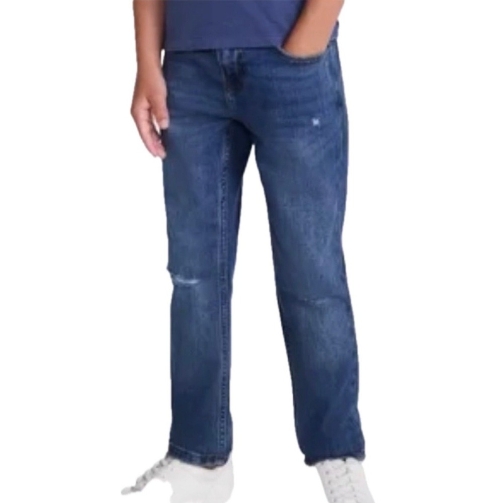 Wonder Nation Slim Fit Rip & Repair Distressed Jeans. Light Wash. Boys Size 10